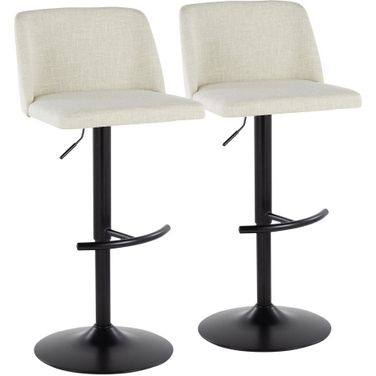 Toriano Adjustable Barstool Set of 2 In Cream Noise