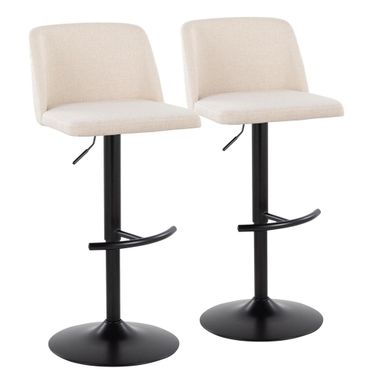 Toriano Adjustable Barstool Set of 2 In Cream/Black
