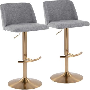 Toriano Adjustable Barstool Set of 2 In Grey