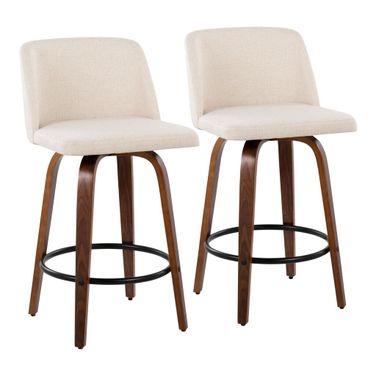 Toriano Counter Stool Set of 2 In Black/Cream