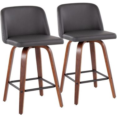 Toriano Fixed Height Counter Stool Set of 2 In Grey