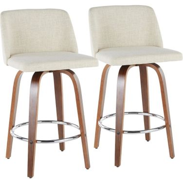 Toriano Counter Stool Set of 2 In Cream/Chrome