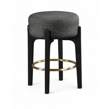 Torino Fabric Upholstered Counter Stool Set of 2 In Black