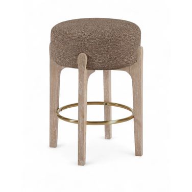 Torino Fabric Upholstered Counter Stool Set of 2 In Brown