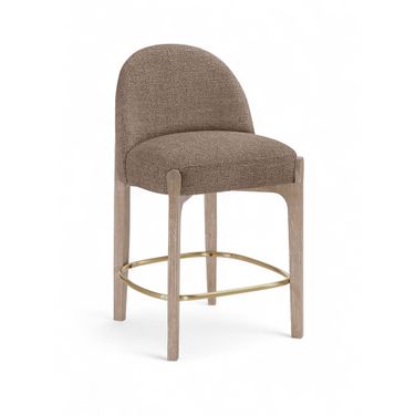 Torino Fabric Upholstered Counter Stool Set of 2 In Brown