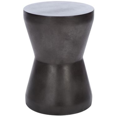 Torre Indoor-Outdoor Modern Concrete 17.3 Inch Height Accent Table in Black