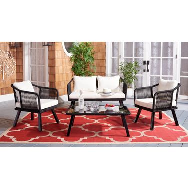 Torsla 4Pc Rope Living Set in Black and Beige