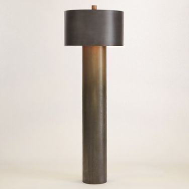 Tortoise Drum Floor Lamp In Brass