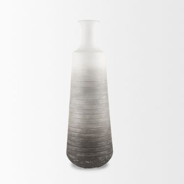 Toru Tall Metal Vase In Gray and White