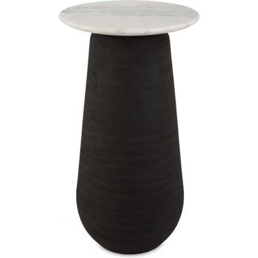 Total Eclipse Marble Accent Table In Black and White
