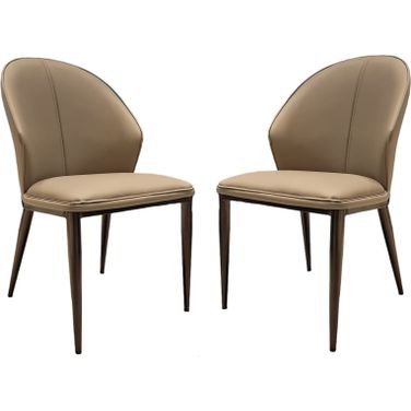 Totem PU Leather Dining Chair Set of 2 In Taupe