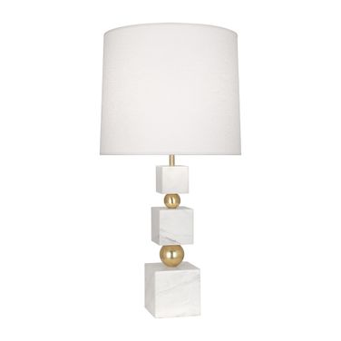 Totem Table Lamp In White Marble and Brass