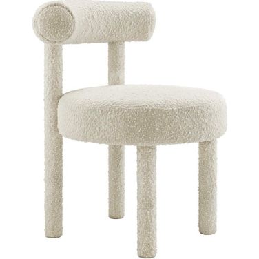 Toulouse Boucle Fabric Dining Chair In Ivory