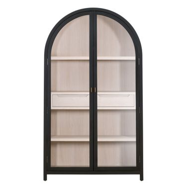Bella Antique Toulouse Display Cabinet In Natural Oak and Black