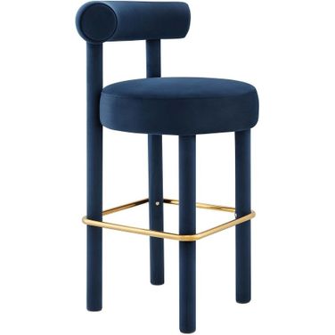 Toulouse Performance Velvet Bar Stool In Yellow