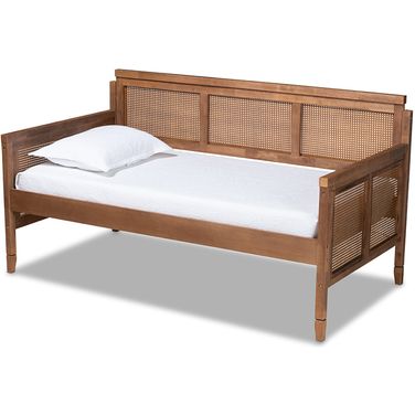 Toveli Vintage French Inspired Ash Wanut Finished Wood And Synthetic Rattan Daybed