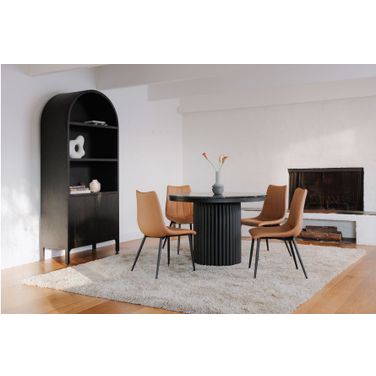 Tower Black Marble Round Dining Room Set