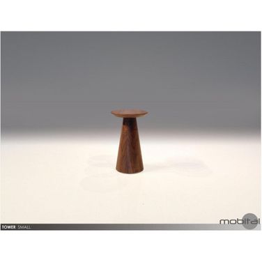 Tower Low Round Natural Walnut End Table