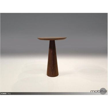 Tower Tall Round Natural Walnut End Table