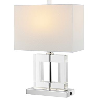 Town Square 21 Inch Clear and White Table Lamp with Usb Port