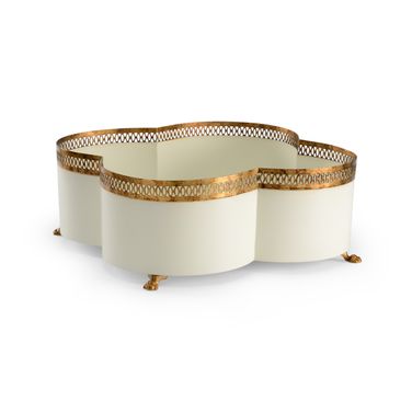 Tracery Cachepot In Cream and Gold
