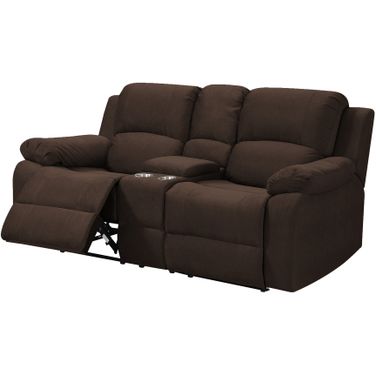 Tracey Loveseat with Storage Console and 2 Cupholders In Brown