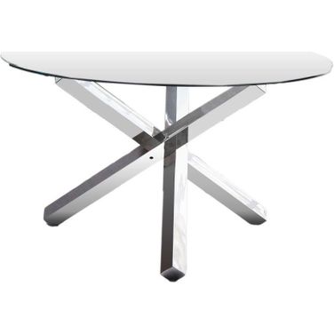 Tracy 54 Inch Round Glass Dining Table In Silver