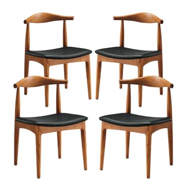 Tracy Black Dining Chairs Wood Set of 4 EEI-1682-BLK