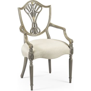 Traditional Buckingham Sheraton Gilded Dining Armchair In Grey