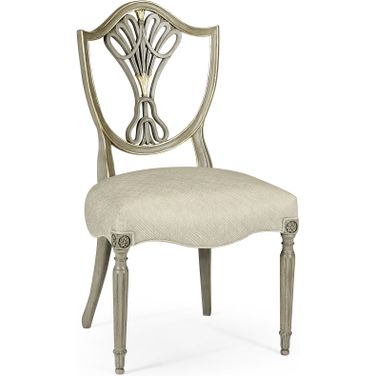 Traditional Buckingham Sheraton Gilded Dining Side Chair In Grey