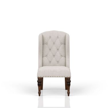 Traditional Upholstered Wing Chair in Cherry