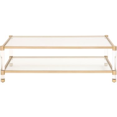 Traditions Nouveau Coffee Table In Brushed Brass and Clear