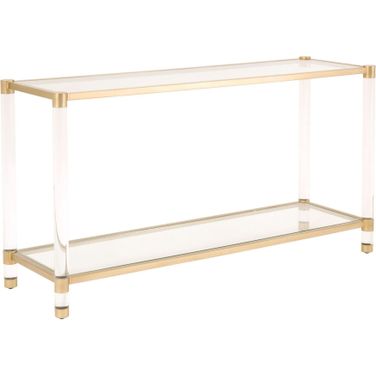 Traditions Nouveau Console Table In Brushed Brass and Clear
