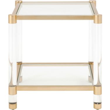 Traditions Nouveau End Table In Brushed Brass and Clear