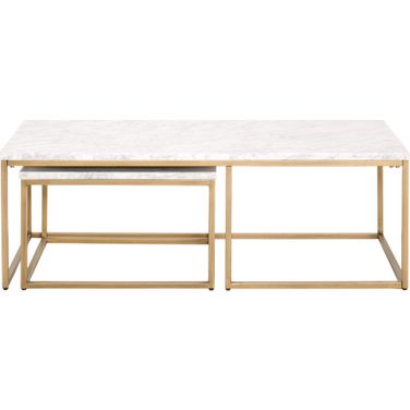 Traditions Carrera Nesting Coffee Table In White and Brushed Gold