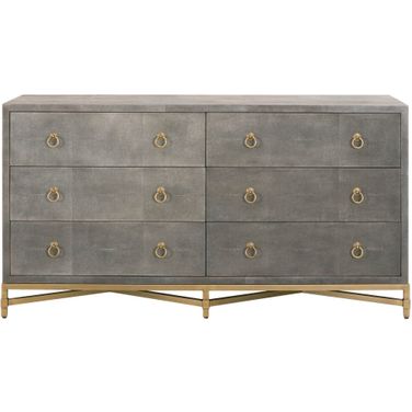 Traditions Strand Shagreen 6 Drawer Double Dresser In Gray Shagreen