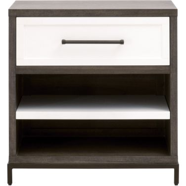 Traditions Wrenn 1 Drawer Nightstand In Brown Acacia and White