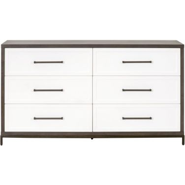 Traditions Wrenn 6 Drawer Double Dresser In Brown Acacia and White