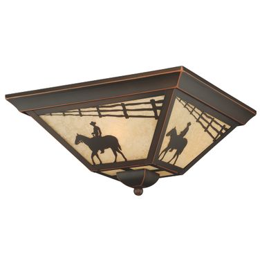 Trail 14 Inch Horse Outdoor Flush Mount Ceiling Light In Burnished Bronze