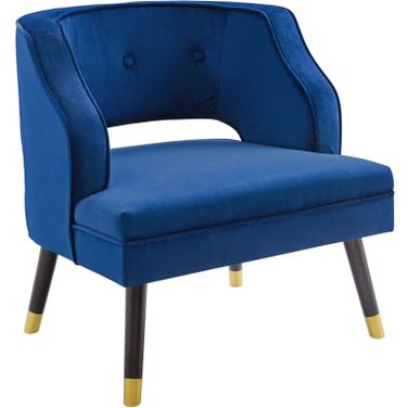 Traipse Navy Button Tufted Open Back Performance Velvet Arm Chair