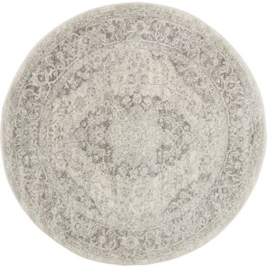 Tranquil 7'10" x 7'10" Round Indoor Rug In Ivory and Grey