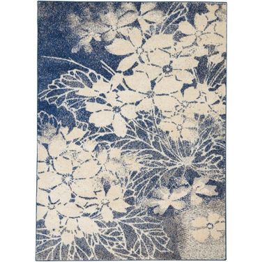 Tranquil Beige and Navy 6' x 9' Area Rug