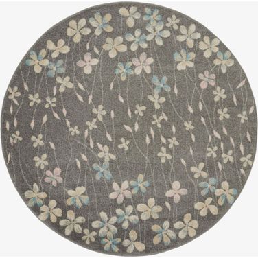 Tranquil Grey and Beige 5'3" x 5'3" Round Contemporary Area Rug