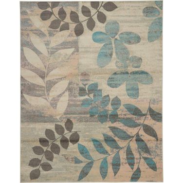 Tranquil Ivory and Light Blue 8'10" x 11'10" Area Rug