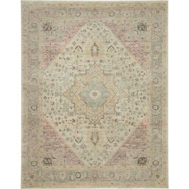Tranquil Ivory and Pink 8'10" x 11'10" Area Rug