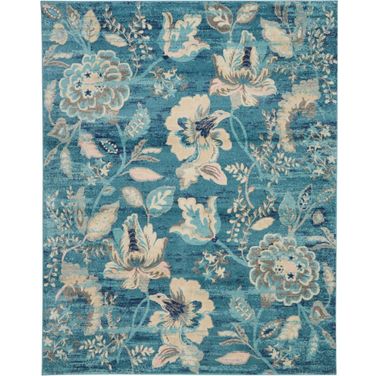 Tranquil Turquoise 8'10" x 11'10" Vintage Area Rug