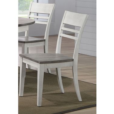 Transitional Back Dining Side Chair In Ash and Stormy White - Set of 2