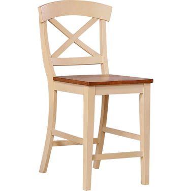 Transitional X-Back 24 Inch Counter Stool In Caramel and Biscotti