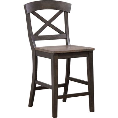 Transitional X-Back 24 Inch Counter Stool In Grey Stone and Black Stone