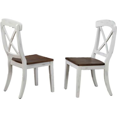 Transitional X-Back Dining Chair In Cocoa Brown and Cotton White